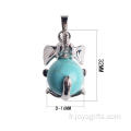 Collier pendentif éléphant en alliage boule turquoise avec pierres précieuses